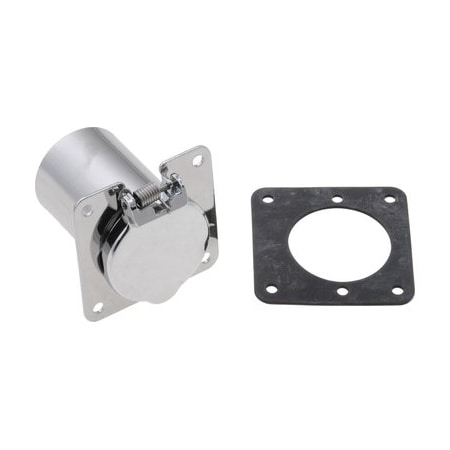 Zerostart Weatherproof Receptacle Only - 4 Hole Square Flange, Chrome Plated 8606080